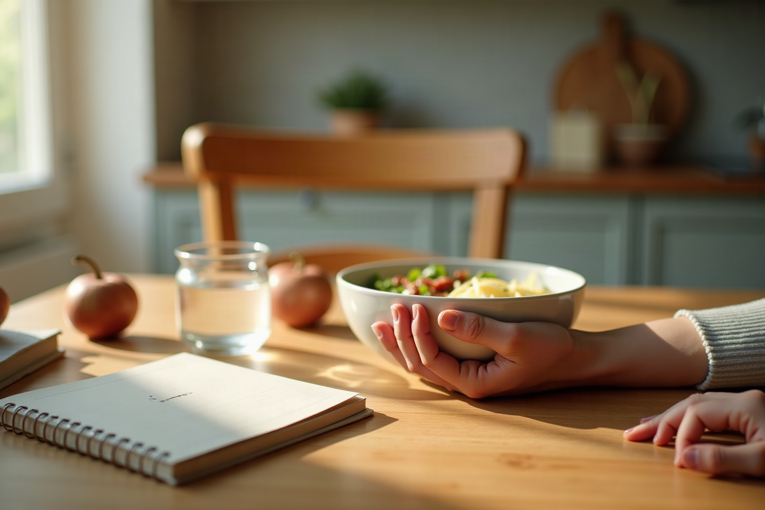 Calm visual explanation of the emotional eating cue pause and replacement habit