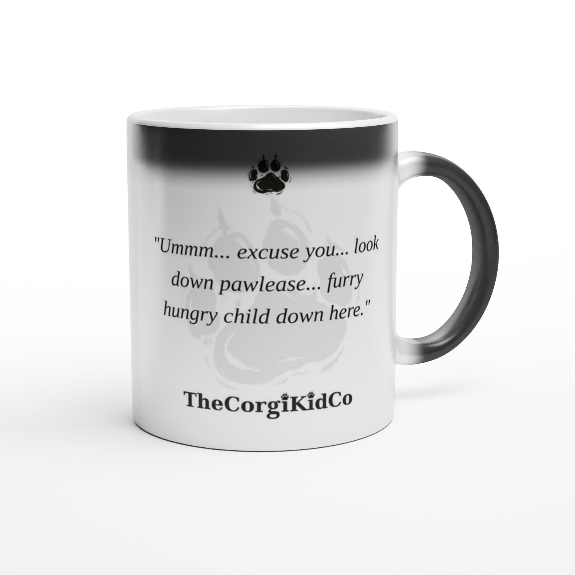 Cypher The Corgi Kid magic mug — real mug with the SN-45 quote